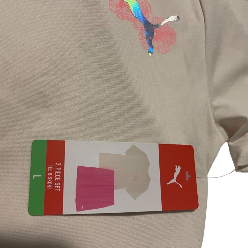 PUMA skirt-short set for girls, size L in pink and beige. Made in Cambodia. - Picture 6 of 6